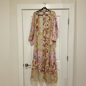 Anthropologie Ruffled Tiered Kimono with 3/4 Sleeves for Resort Wear